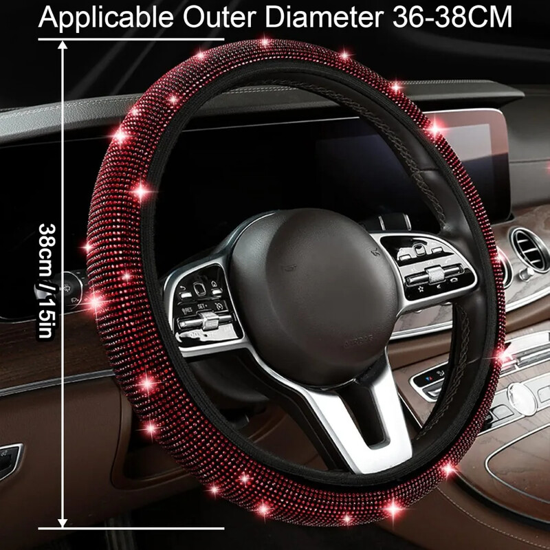 Crystal kormánykerék burkolat 38 cm Univerzális kormánykerék burkolat csúszásgátló autó piros kormánykerék burkolatok