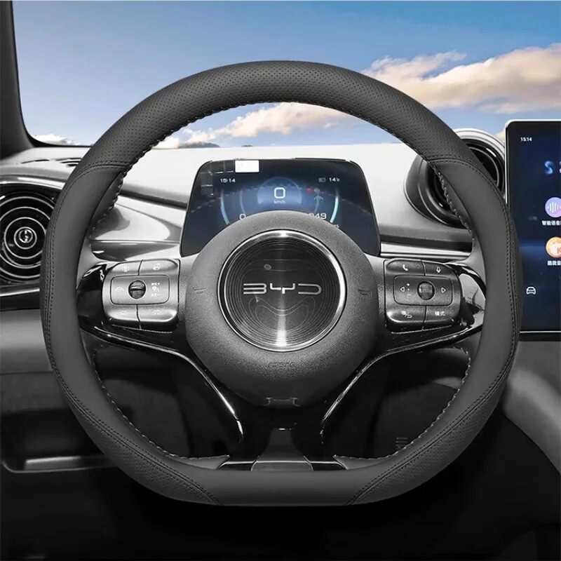 Pentru BYD Delfin Sigiliu Pescăruș Qin Song Han Husă pentru volan Mâner din piele Anti-alunecare 38cm Tip D Anti-transpirație Accesorii auto