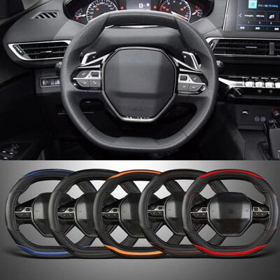 Για Peugeot 3008 4008 5008 Κάλυμμα τιμονιού αυτοκινήτου Carbon Fiber + PU Δερμάτινα αξεσουάρ αυτοκινήτου εσωτερικό Coche