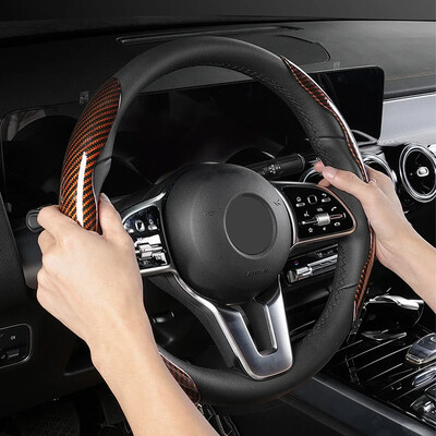 Automobilio universalus anglies pluošto automobilio vairo dangtis Neslystantis kortelės dangtelis Automatinis vairo rankenos stiprintuvo apsauginis dangtelis