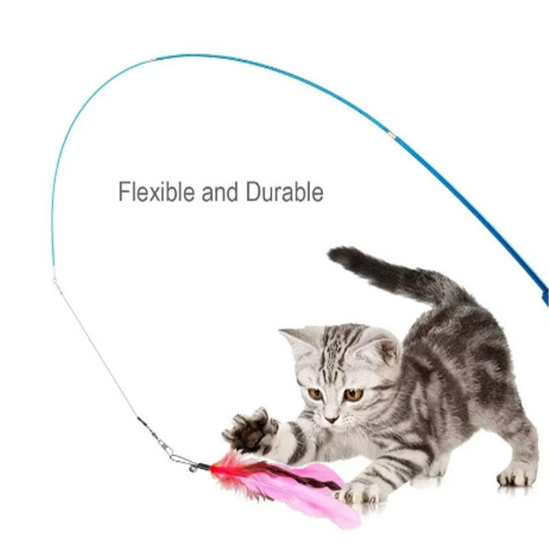 Set de jucării cu pene de pisică de schimb 11 buc. Cap de schimb cu pene Stick de pisică retractabil Produse pentru pisici