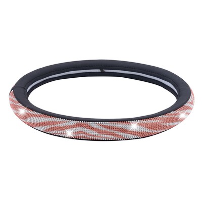 Husă pentru volan de mașină de înaltă calitate, cu ornamente cu cristale strălucitoare Huse pentru volan din piele PU Accesorii interioare Se potrivesc 37-38 cm /14,5"-15"