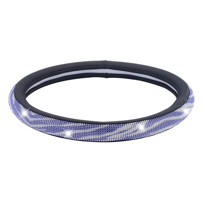 Husă pentru volan de mașină de înaltă calitate, cu ornamente cu cristale strălucitoare Huse pentru volan din piele PU Accesorii interioare Se potrivesc 37-38 cm /14,5"-15"