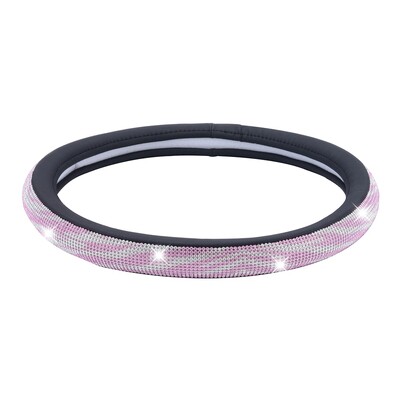 Husă pentru volan de mașină de înaltă calitate, cu ornamente cu cristale strălucitoare Huse pentru volan din piele PU Accesorii interioare Se potrivesc 37-38 cm /14,5"-15"