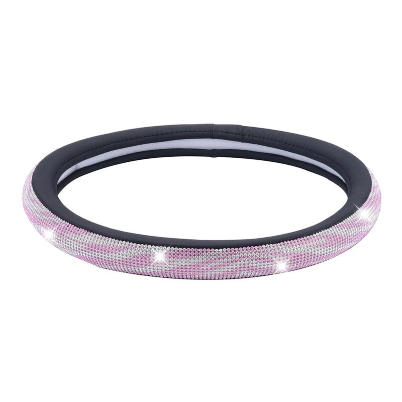 Husă pentru volan de mașină de înaltă calitate, cu ornamente cu cristale strălucitoare Huse pentru volan din piele PU Accesorii interioare Se potrivesc 37-38 cm /14,5"-15"