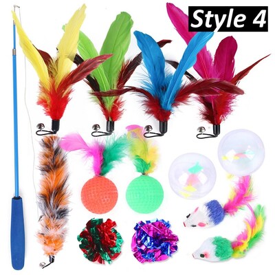 8 štýlov interaktívnych hračiek z mačacích pierok, rôzne náplne s zvončekom pre mačky, interaktívny chytač, zábavné cvičenie pre mačiatka