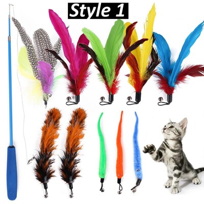 8 štýlov interaktívnych hračiek z mačacích pierok, rôzne náplne s zvončekom pre mačky, interaktívny chytač, zábavné cvičenie pre mačiatka