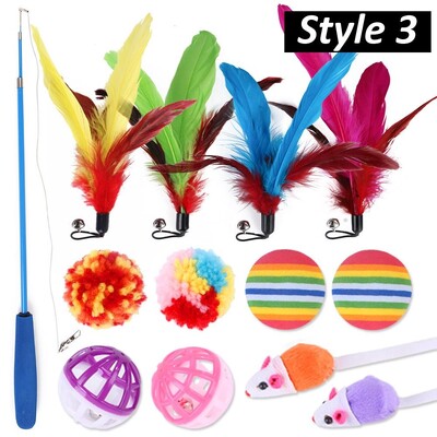 8 štýlov interaktívnych hračiek z mačacích pierok, rôzne náplne s zvončekom pre mačky, interaktívny chytač, zábavné cvičenie pre mačiatka