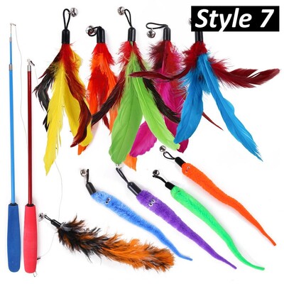 8 štýlov interaktívnych hračiek z mačacích pierok, rôzne náplne s zvončekom pre mačky, interaktívny chytač, zábavné cvičenie pre mačiatka