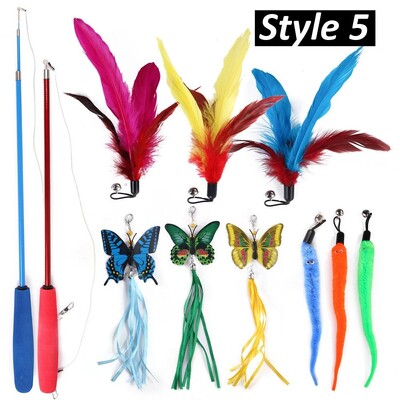 8 štýlov interaktívnych hračiek z mačacích pierok, rôzne náplne s zvončekom pre mačky, interaktívny chytač, zábavné cvičenie pre mačiatka