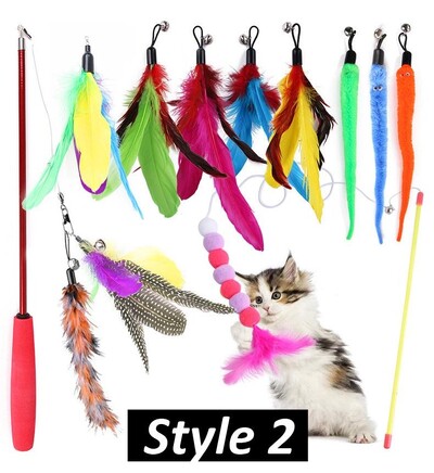 8 štýlov interaktívnych hračiek z mačacích pierok, rôzne náplne s zvončekom pre mačky, interaktívny chytač, zábavné cvičenie pre mačiatka