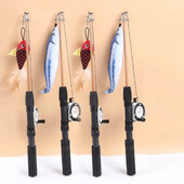 Undiță de pescuit retractabilă Teaser pentru pisici Divertisment pentru animale de companie Jucării pentru ameliorarea plictiselii Materiale interactive pentru pisici