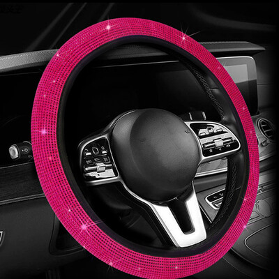 Kristāla automašīnas stūres rata pārsegs sievietēm, meitenēm, jauks mirdzošs kalnu kristāla stūres rata pārsegs Automobiļu dekoratīvie aksesuāri