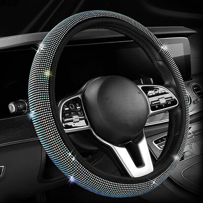 Kristāla automašīnas stūres rata pārsegs sievietēm, meitenēm, jauks mirdzošs kalnu kristāla stūres rata pārsegs Automobiļu dekoratīvie aksesuāri