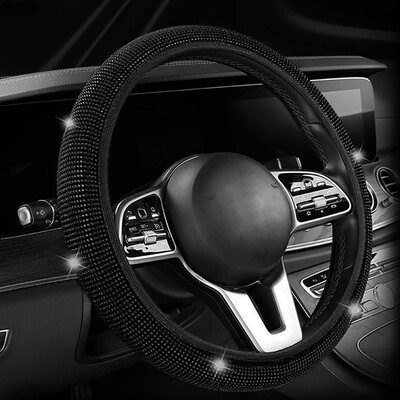 Kristāla automašīnas stūres rata pārsegs sievietēm, meitenēm, jauks mirdzošs kalnu kristāla stūres rata pārsegs Automobiļu dekoratīvie aksesuāri