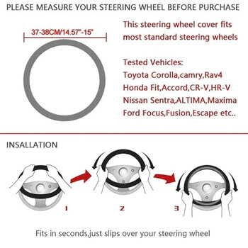 38cm Κάλυμμα τιμονιού αυτοκινήτου Λουλούδια Εκτύπωση Αντιολισθητικό Universal Auto Steering Protector Εσωτερικά αξεσουάρ κάλυμμα τροχού