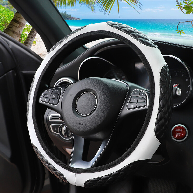 1 dirbtinio avikailio stereo siuvinėjimas minkštas ir patogus automobilyje nėra vidinio žiedo vairo gaubtas tinka 14,5-15 colių