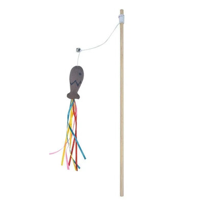 Jucărie cu baghetă pentru pisici de modă, baghetă din lemn natural pentru pisici pentru pisică, jucărie interactivă cu șnur elastic pentru pisici pentru interior