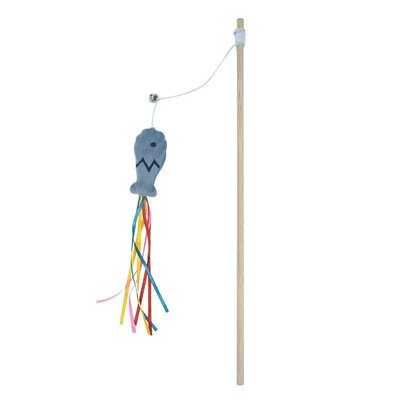 Jucărie cu baghetă pentru pisici de modă, baghetă din lemn natural pentru pisici pentru pisică, jucărie interactivă cu șnur elastic pentru pisici pentru interior