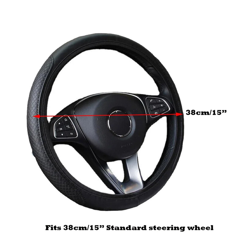 Accesorii universale pentru mașină Husa volan din piele artificială anti-alunecare 15"/38cm pentru Volkswagen Honda Toyota Mazda Ford Focus Audi