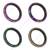 Rozā geparda automašīnas stūres pārsegs 38 cm, neslīdošs govs raksts, piemērots automobiļa stilam Auto aksesuāri