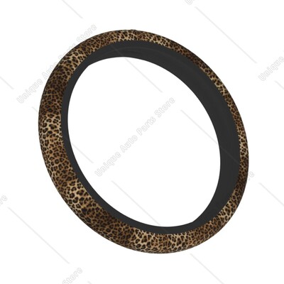 Rozā geparda automašīnas stūres pārsegs 38 cm, neslīdošs govs raksts, piemērots automobiļa stilam Auto aksesuāri