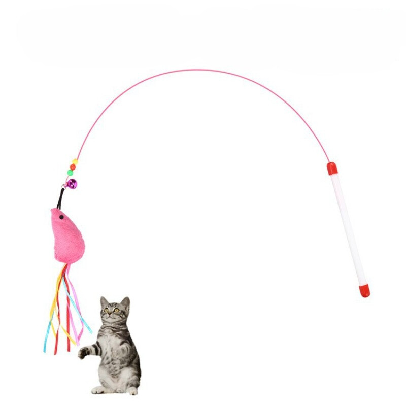 Žaislai naminiams gyvūnėliams Plieninės vielos spalvos plunksnos kačių erzinimas kačių žaislas Nemokamas varpelis vikšras, žuvis, pelė kačių erzinimo lazdelė naminių gyvūnėlių reikmenų didmeninė prekyba