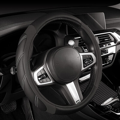 Husa volan din piele din microfibră, 15 inchi, potrivire universală pentru mașină, camion, SUV, furgonetă, capac durabil anti-alunecare pentru volan