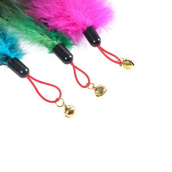 4Pcs Cat Teaser Wand Toys Kitten Teaser Bell Feather Replacement Head Metallic Foil Tassel Interactive Catcher Teaser