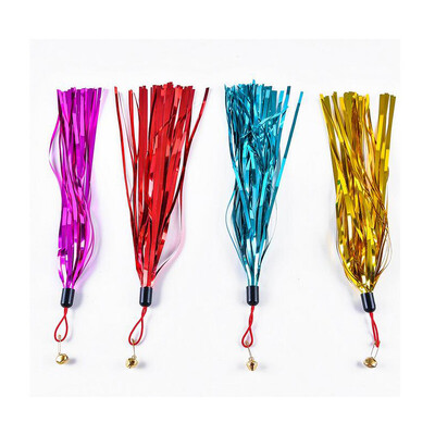 4 vnt Kačių erzinimo lazdelės žaislai Kačiuko erzintuvas varpelio plunksnos pakaitinė galvutė, metalinė folija, interaktyvi gaudyklė