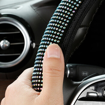 Κάλυμμα τιμονιού αυτοκινήτου Bling W/ Crystal Diamond Sparkling Car Suv Rhinestones Προστατευτικό Τιμονιού Αυτοκινήτου Αυτοκινήτου