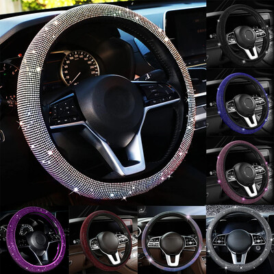 Bling automobilio vairo dangtelis su krištoliniu deimantu putojantis automobilio visureigis cirkonio vairo apsauga, transporto priemonės automobilių apdaila