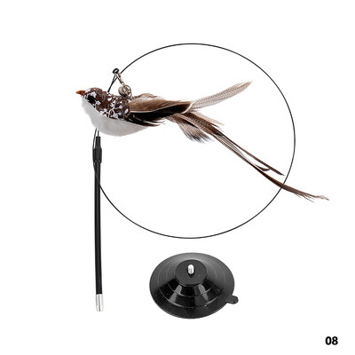 Baghetă de pisică cu pasăre/pene fără mâini cu ventuză puternică Jucării interactive pentru pisici, pisicuțe, vânătoare, exerciții, produse pentru animale de companie