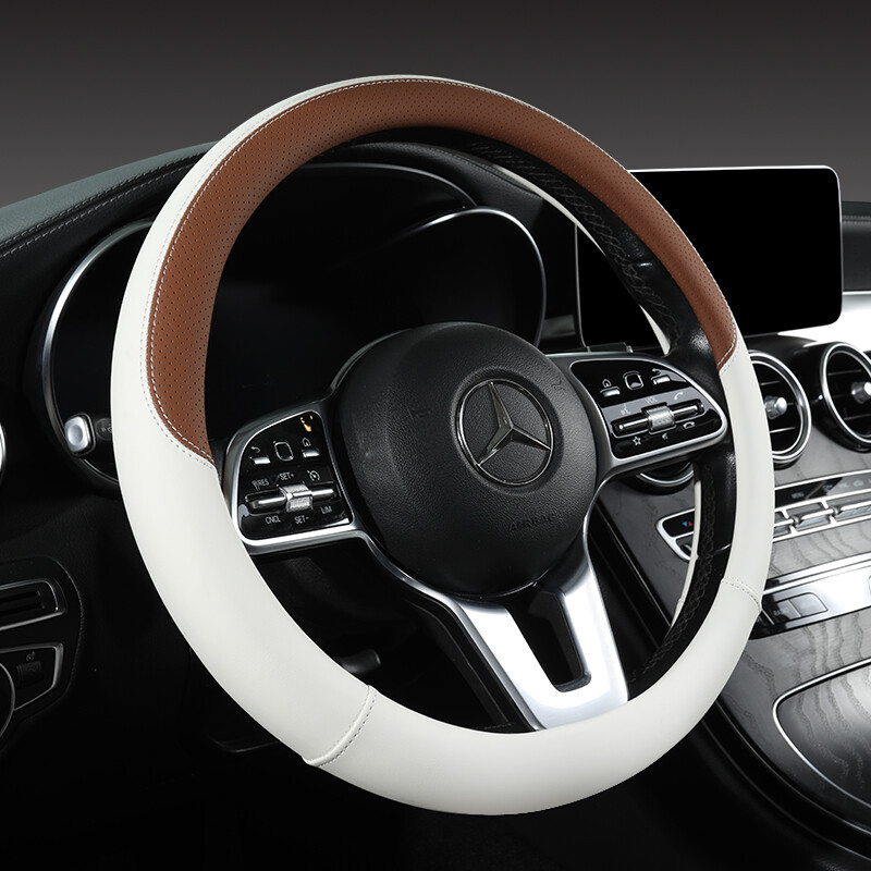 Husa pentru volan masina din piele Nappa perforata Cald iarna si racoros vara, universal 15 inch, anti-alunecare, inodor
