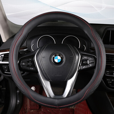 PU ādas perforēts stūres rata pārsegs Izturīgs ādas pārsegs ar pretslīdes oderi, der 14,5-15 collu diametram