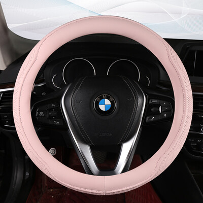 PU ādas perforēts stūres rata pārsegs Izturīgs ādas pārsegs ar pretslīdes oderi, der 14,5-15 collu diametram