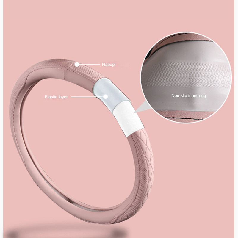 PU ādas perforēts stūres rata pārsegs Izturīgs ādas pārsegs ar pretslīdes oderi, der 14,5-15 collu diametram