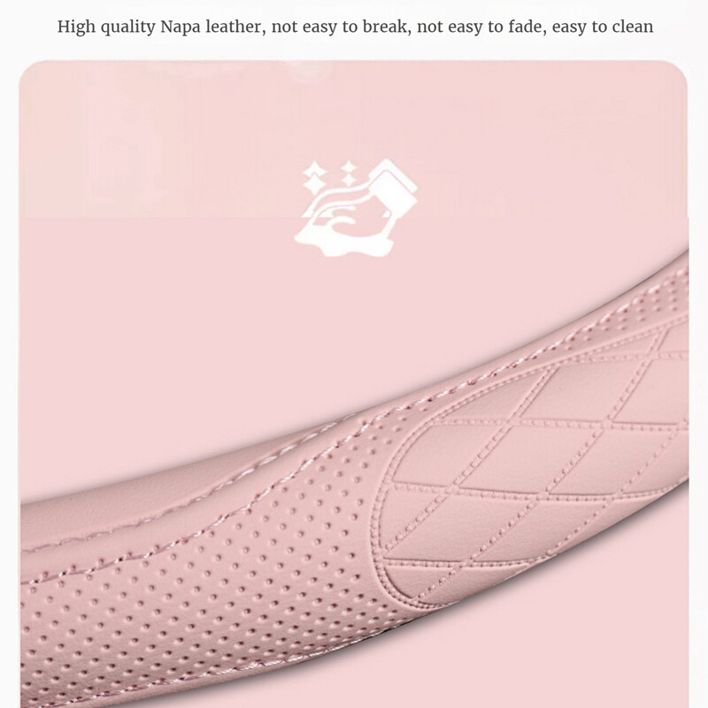 PU ādas perforēts stūres rata pārsegs Izturīgs ādas pārsegs ar pretslīdes oderi, der 14,5-15 collu diametram