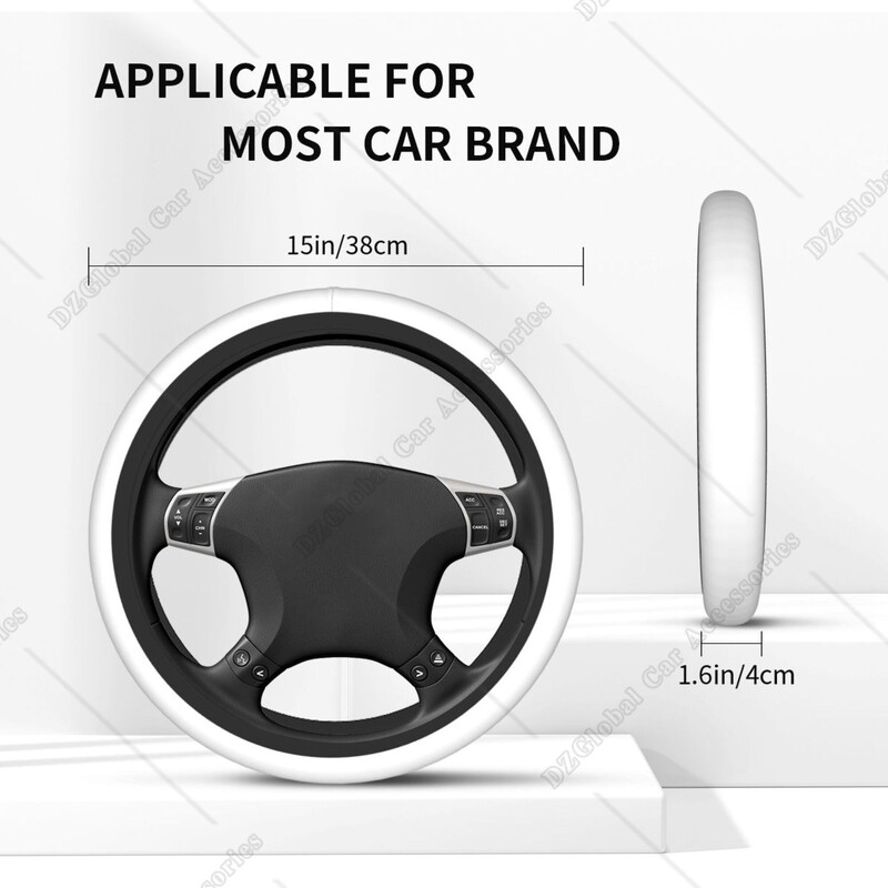 Capacul alb pentru volan Accesorii auto 15 inch husa universal alb pentru volan Neopren antiderapant pentru femei bărbați Decor