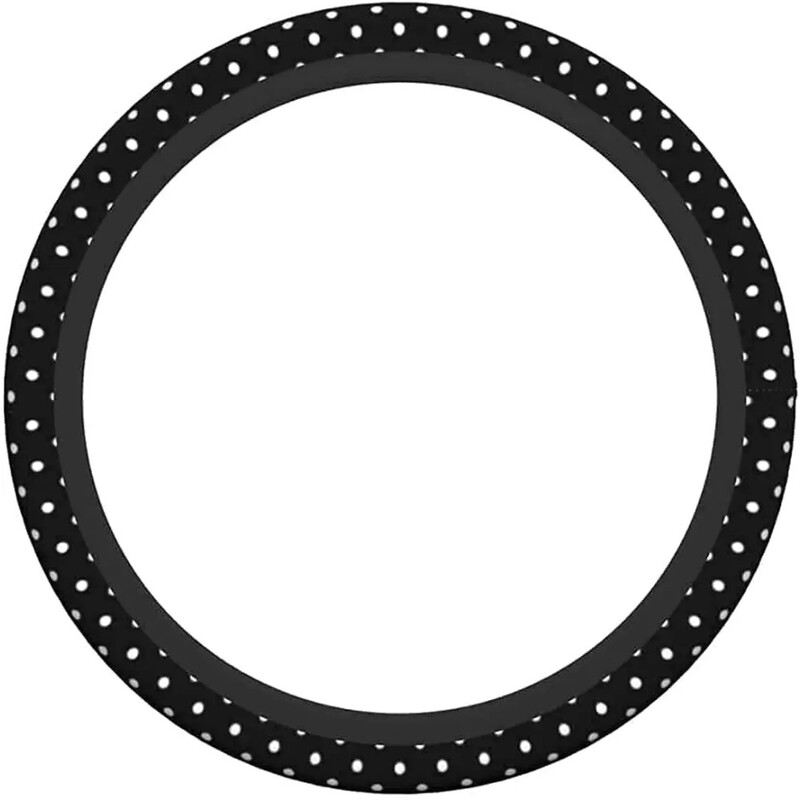 Juodai baltas Bohemian Polka Dot vairo gaubtai neslystantys neopreno vairo apsauga, universali 15 colių