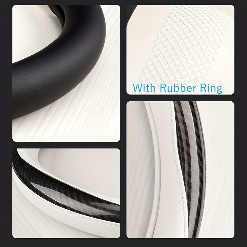 1 ks kryt na volant do auta, priedušný, protišmykový, čiernobiely, z uhlíkových vlákien, PU kože, vhodný pre volant