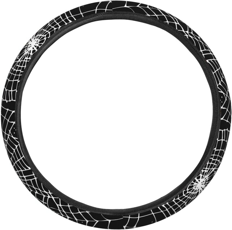 Husă pentru volan retro Halloween Spider Web pentru femei, fete, universale, pentru mașină, antiderapante, de 15 inchi