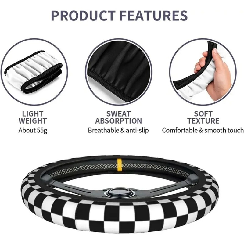 Jauna stila riteņa stūres aizsargs, šaha dēlis, automobiļu stūres pārsegs, universāls 37-38 cm stūres rata aizsargs