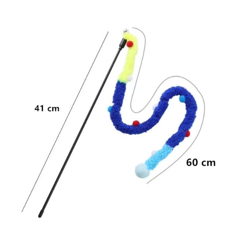 Kačių žaislas plunksna Katės erzinimo lazdelė Katės interaktyvūs žaislai Juokingi vikšrai Spalvingi strypai Kalėdų plaukų kamuoliukų lazdelė naminių gyvūnėlių reikmenys