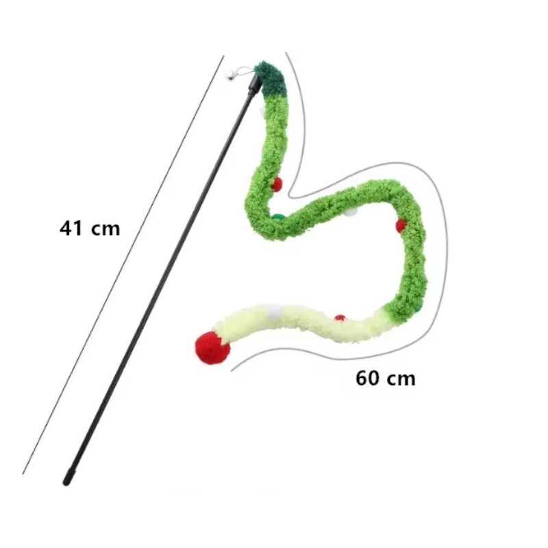 Kačių žaislas plunksna Katės erzinimo lazdelė Katės interaktyvūs žaislai Juokingi vikšrai Spalvingi strypai Kalėdų plaukų kamuoliukų lazdelė naminių gyvūnėlių reikmenys