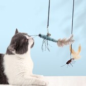 Kačių žaislas plunksna Katės lazdelės Interaktyvus kačių žaislas Plieninė viela Drugelis žaislai katėms erzinti save Sveiki, kačiukai žaislai naminių gyvūnėlių produktai