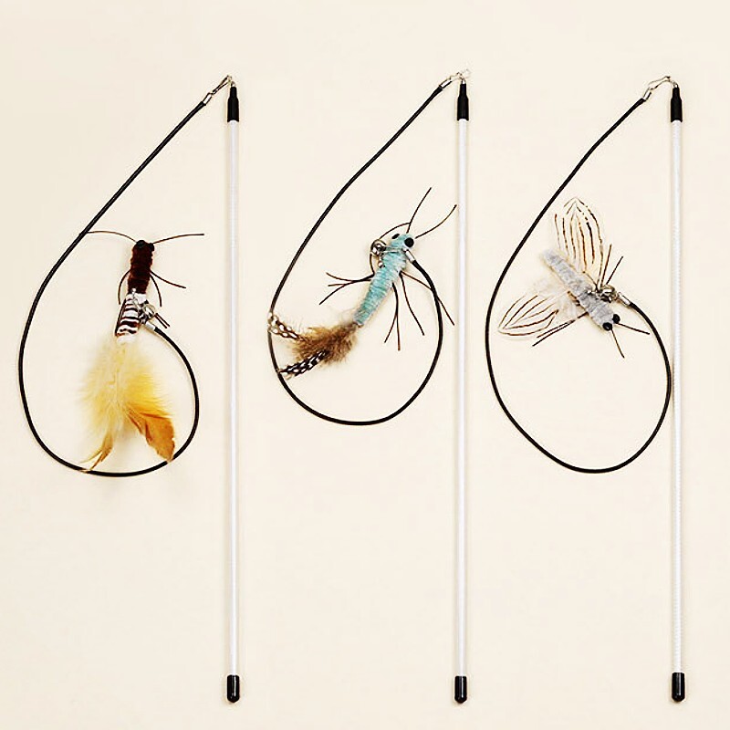 Kačių žaislas plunksna Katės lazdelės Interaktyvus kačių žaislas Plieninė viela Drugelis žaislai katėms erzinti save Sveiki, kačiukai žaislai naminių gyvūnėlių produktai