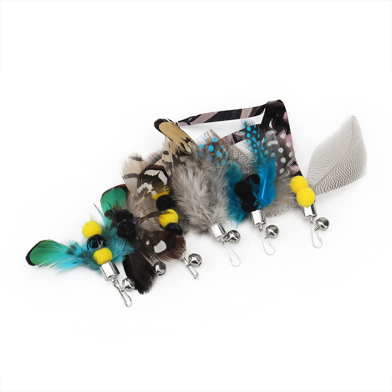 6gab. jaukta, imitēta kukaiņu aksesuāri, kaķu ķircinātāja nūja spalvas nomaiņas galviņa, interaktīva kaķēna mājdzīvnieku rotaļlieta