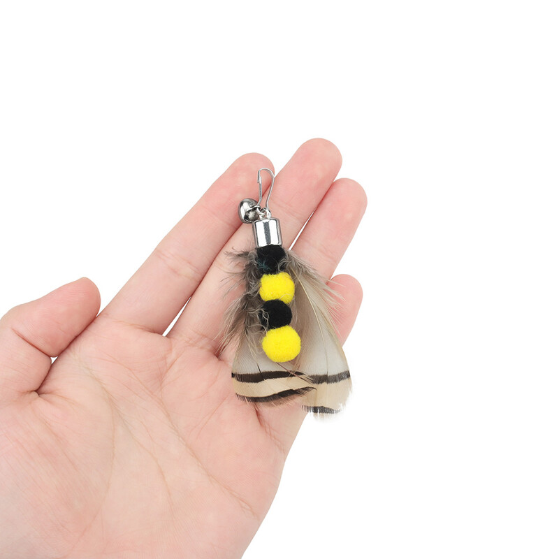 6gab. jaukta, imitēta kukaiņu aksesuāri, kaķu ķircinātāja nūja spalvas nomaiņas galviņa, interaktīva kaķēna mājdzīvnieku rotaļlieta