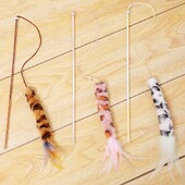 Kaķu rotaļlietas Spalvas Kaķu nūjas Plīša Interaktīva kaķu rotaļlieta ar zvaniņu vilnas apdruku Rotaļlietas kaķiem, kas ķircina kaķēnu Rotaļu nūjas Mājdzīvnieku izstrādājumi